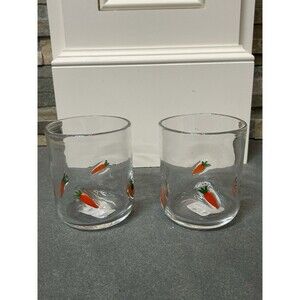At Home Carrot Icon Glass 17.25oz Easter Theme Drinking Glass Set of 2